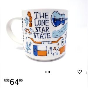 Texas Graphic Ceramic Mug - White with Orange and Blue